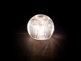 Skleněná vánoční koule s žebrováním 10LED,12x10,5cm Skleněná vánoční koule s žebrováním LED ,10LED, 12 x10,5 cm