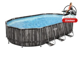 Bazén Frame Tmavé Dřevo Ovál 6,1x3,66x1,22m s příslušenstvím