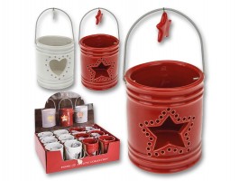 Lucerna červená/bílá, keramika