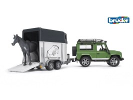 Bruder 2592 - Zelené auto LAND ROVER s přívěsem na koně
