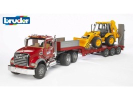 Bruder 2813 - Nákladné auto MACK Granite s návesom a traktorom JCB