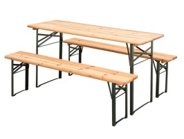 Zahradní pivní set 180cm stůl + 2 lavice, dřevo/kov