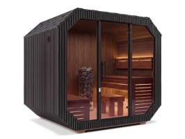 Fínska sauna Iconix Panorama L - černý ext/tmavý int