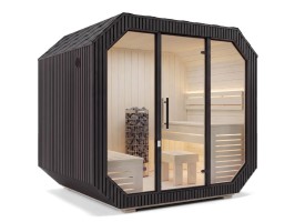 Fínska sauna Iconix Panorama L - čierny ext/svetlý int