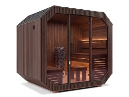 Fínska sauna Iconix Panorama L - hnedý ext/tmavý int