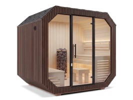 Fínska sauna Iconix Panorama L - hnedý ext/svetlý int