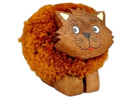Dřevěná figurka XL pompon Kočka