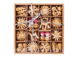 Slaměné ozdoby 56ks Slaměné ozdoby 56ks