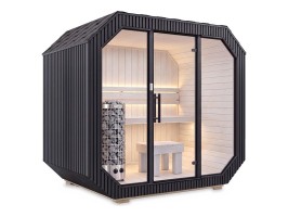 Fínska sauna Iconix Panorama M - čierny ext/svetlý int