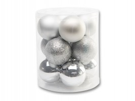 Vánoční koule Ø6cm stříbrná, 12ks