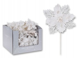 Umelá vianočná kvetina 14x1x21cm, biela