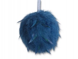 Vánoční koule Ø14cm tyrkysová, peří