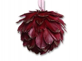 Vánoční koule Ø12cm červená, peří