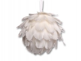 Vianočná ozdoba Ø12cm biela, perie