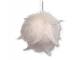 Vánoční koule Ø14cm bílá, peří