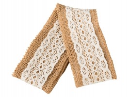 Jutová stuha s krajkou 6cmx1m