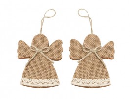 Jutový anděl 8cm, 2ks