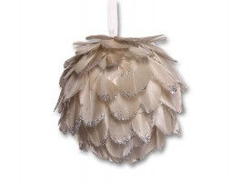 Vánoční koule Ø12cm stříbrná, peří