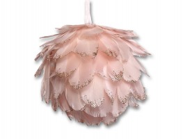 Vánoční koule Ø12cm růžová, peří