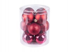Vánoční koule 6 cm červené víno, 12 ks