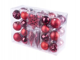 Set vánočních ozdob, červená