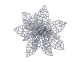 Květ na klipu, 12cm, stříbrná/krémová 3ks