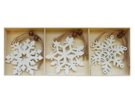 Vločky dřevěné na zavěšení v krabičce