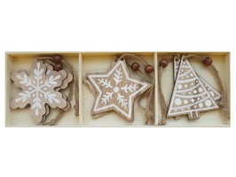 Dřevěné dekorace na zavěšení v krabičce