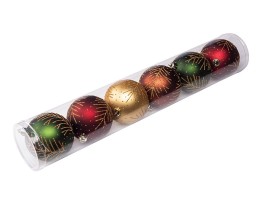 Vánoční koule, plast, 6ks, dekor, mix barev