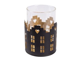 Kovový stojanček na sviečku 9x9x12,5 cm