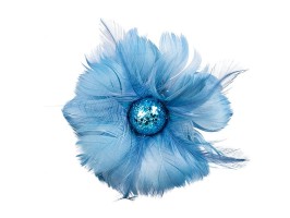 Kvet z peria - modrá farba 12x12x7cm