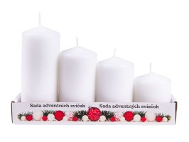 Sada stĺpových sviečok, neparfumované, 4ks Sada stĺpových sviečok, neparfumované, 4ks