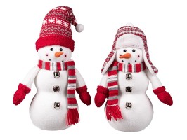 Stojící látkový sněhulák 33cm
