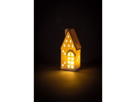 Keramický domček LED so zlatou strechou 7,3x5,2x16 cm Keramický domček LED so zlatou strechou 7,3x5,2x16 cm