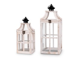 Dřevěná lucerna set 2ks 26x26x65 cm