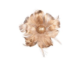 Kvet z peria - zlatá farba 12x12x7cm