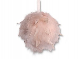 Vánoční koule Ø14cm růžová, peří
