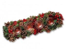 Vánoční adventní svícen 44x16x9cm, přírodní