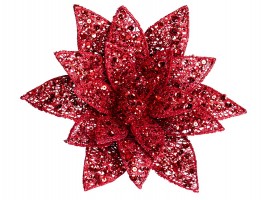 Vánoční dekorace květ na klipu mix barev, 1ks