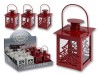 Vianočný lampáš 7,5x10,5cm, biela/červená Vianočný lampáš 7,5x10,5cm, biela/červená